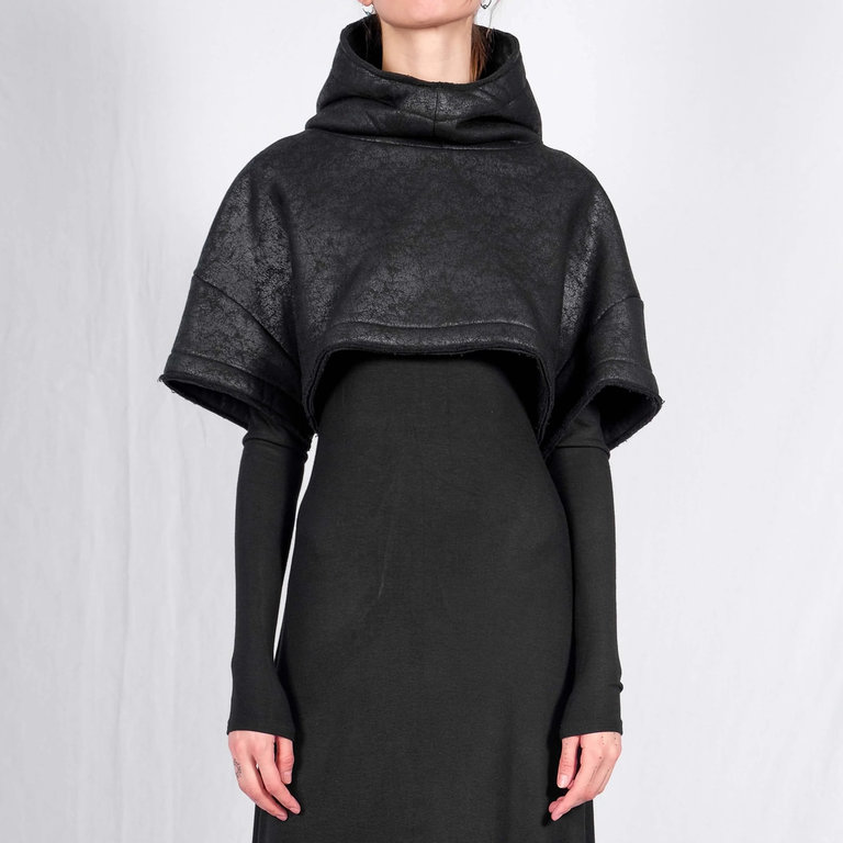 DAVID'S ROAD David's Road-Unisex Leather Effect Hooded Crop