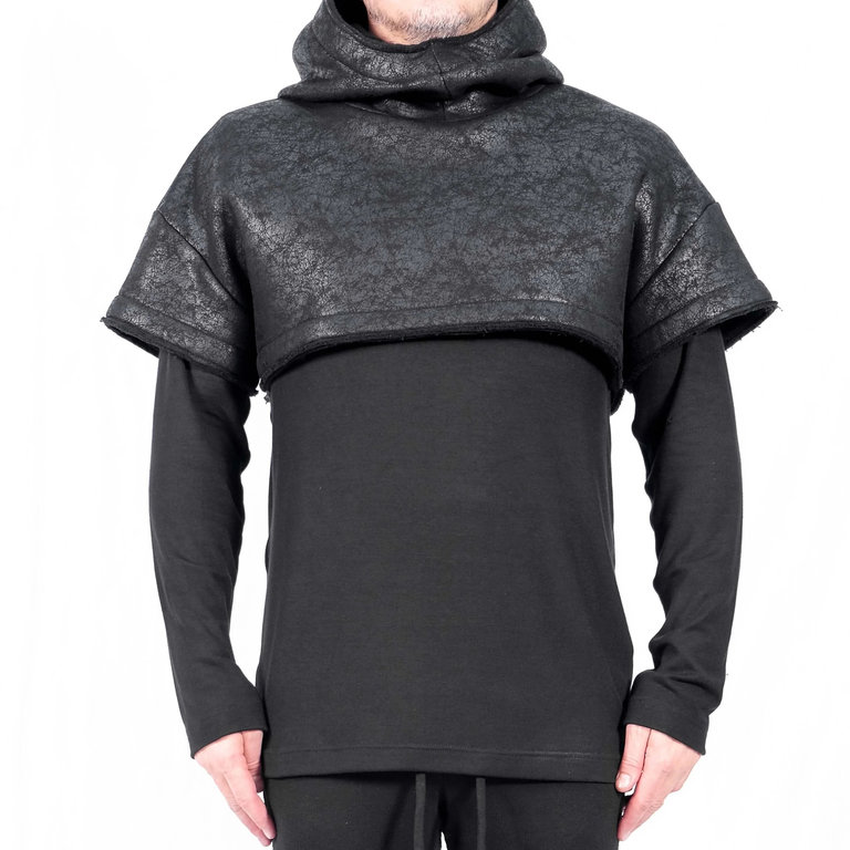 DAVID'S ROAD David's Road-Unisex Leather Effect Hooded Crop