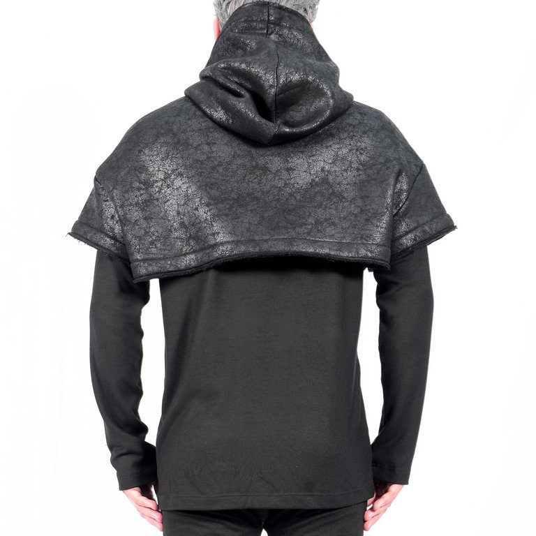 DAVID'S ROAD Unisex Leather Effect Hooded Crop