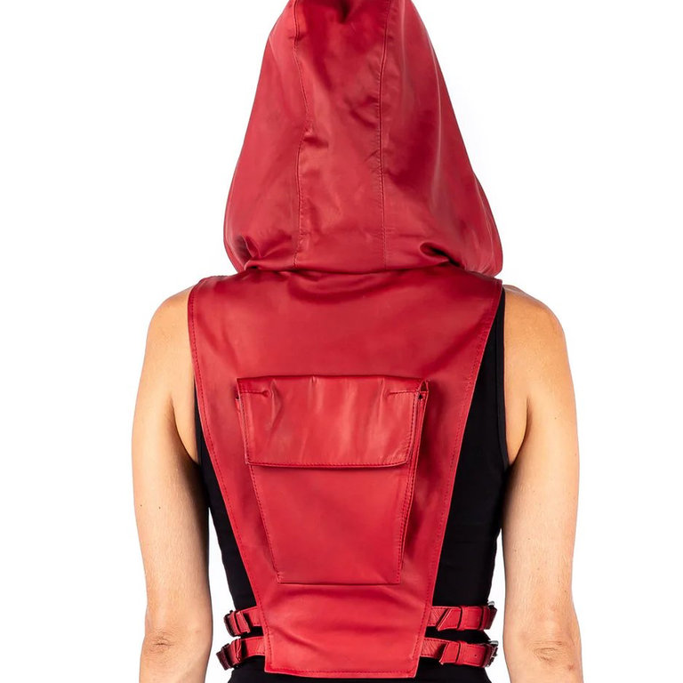 JUNGLE TRIBE W Leather Ninja Kombat Hooded Vest