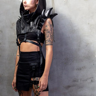 JUNGLE TRIBE Sole Defender Leather Hood with Spiked Epaulettes JUNGLE TRIBE Sole Defender Leather Hood with Spiked Epaulettes