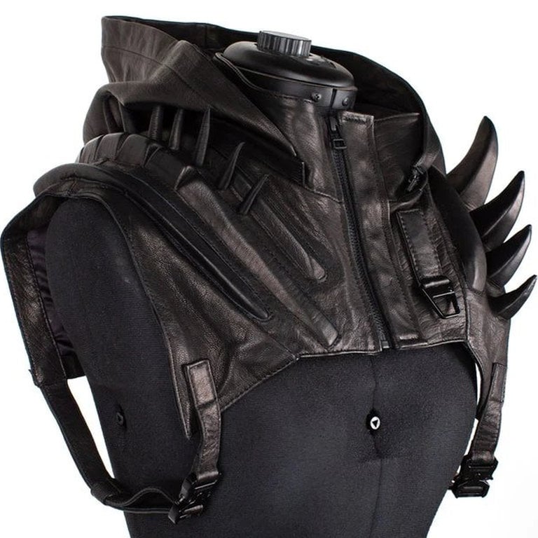 JUNGLE TRIBE Sole Defender Leather Hood with Spiked Epaulettes