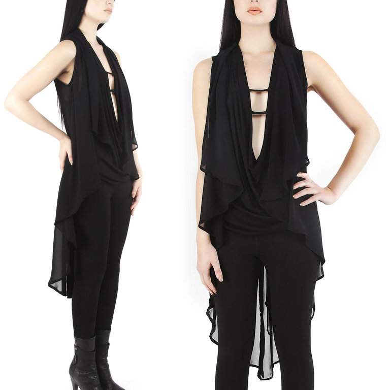 JAN HILMER Chiffon Feather Vest
