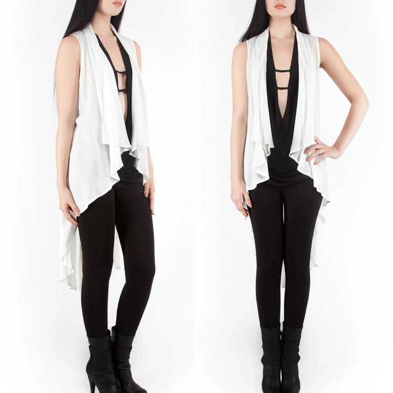 JAN HILMER Chiffon Feather Vest