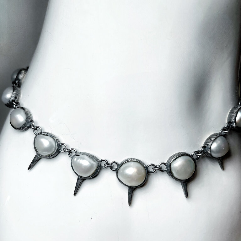MARIELLA PILATO Spiked Pearls Necklace