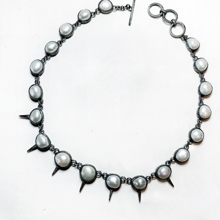 MARIELLA PILATO Spiked Pearls Necklace