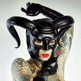 CECILIO LEATHER DESIGNS Full Face Horns Mask