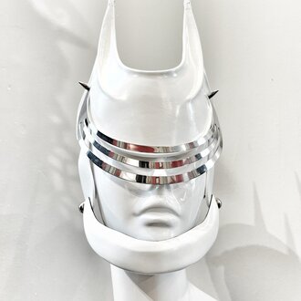 CECILIO LEATHER DESIGNS Grid Full Face Mask 3 Slits + Chin Strap