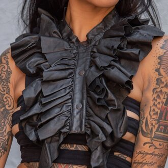 FIVE & DIAMOND Ruffled Dandy Collar- Soft Leather FIVE & DIAMOND Ruffled Dandy Collar- Soft Leather