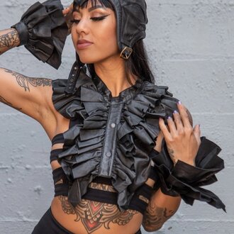 FIVE & DIAMOND Ruffled Dandy Cuffs- Soft Leather FIVE & DIAMOND Ruffled Dandy Cuffs- Soft Leather