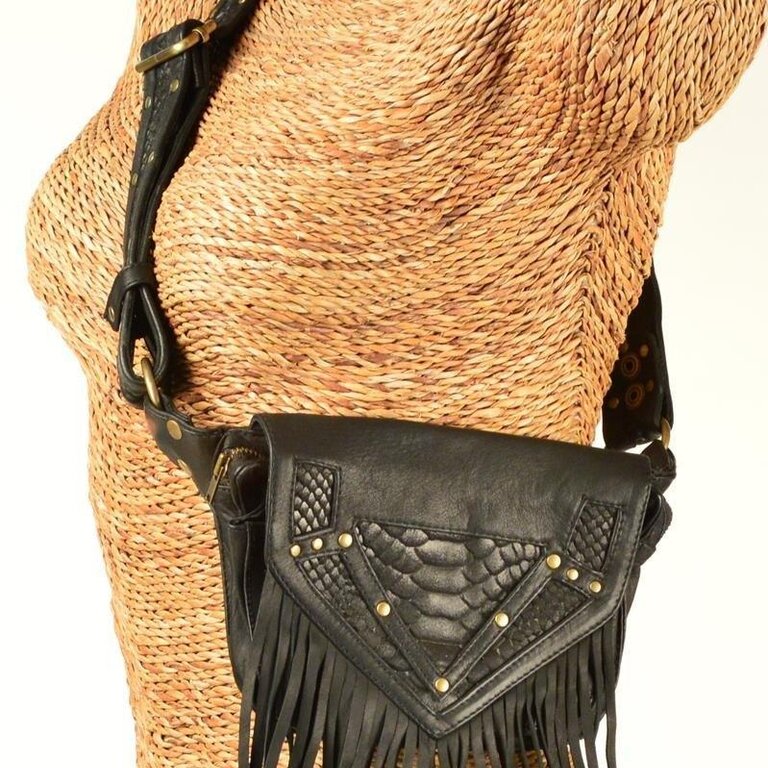 HIPSTIRR Viola Fringed Pouch Belt