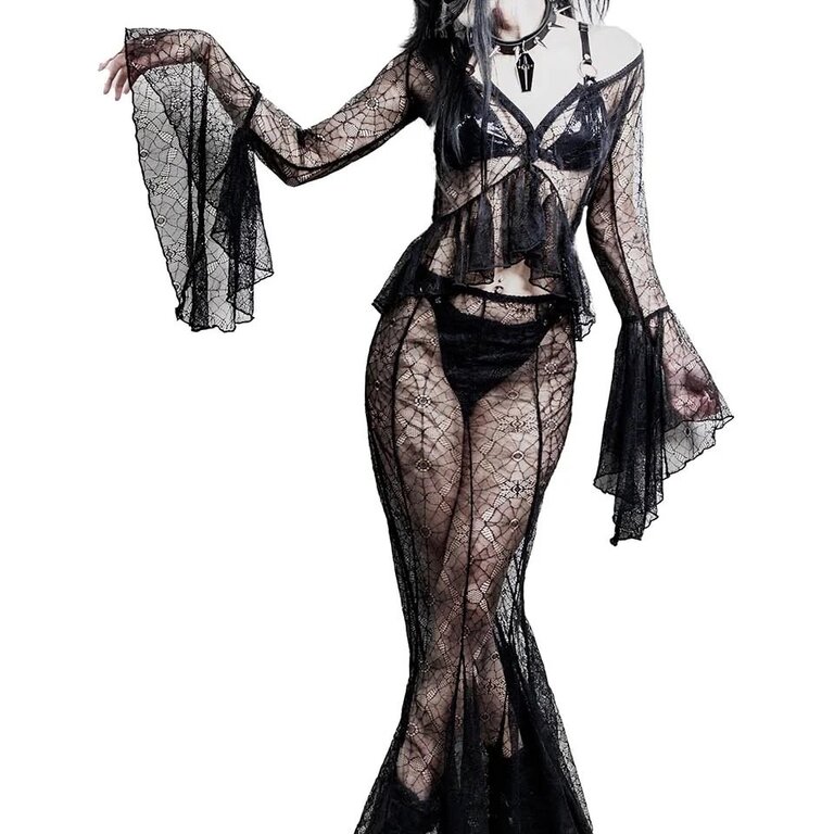 LIP SERVICE Webutante Spiderweb Bell Sleeve Top
