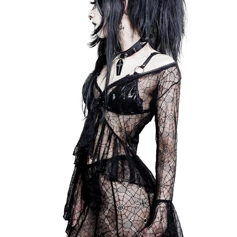 LIP SERVICE Webutante Spiderweb Bell Sleeve Top