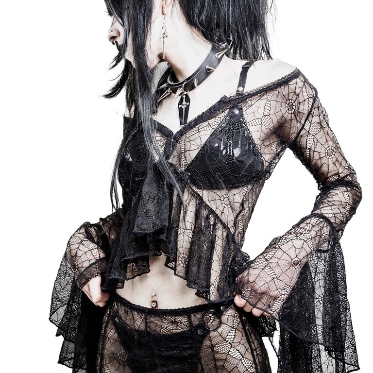 LIP SERVICE Webutante Spiderweb Bell Sleeve Top