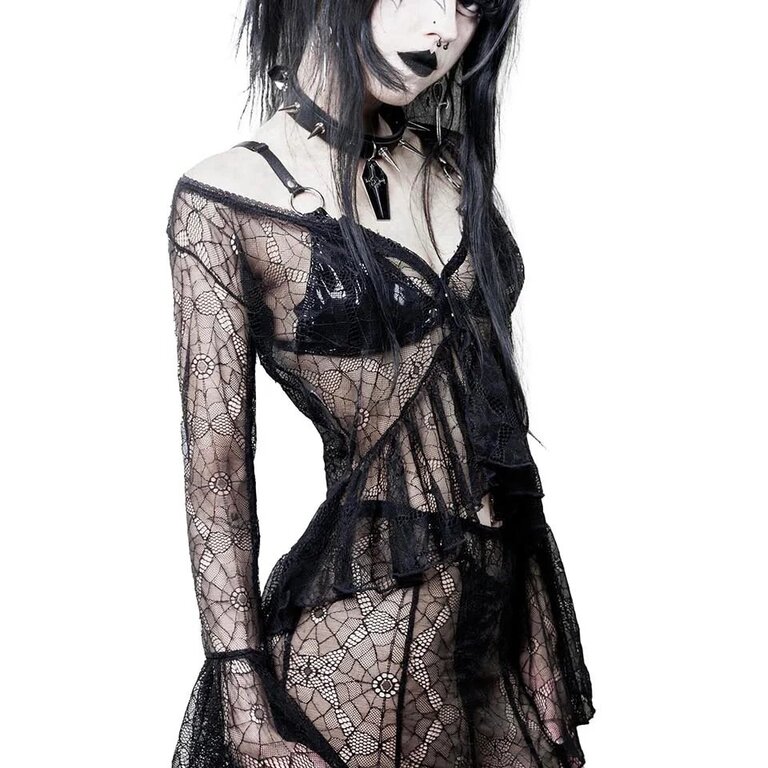 LIP SERVICE Webutante Spiderweb Bell Sleeve Top