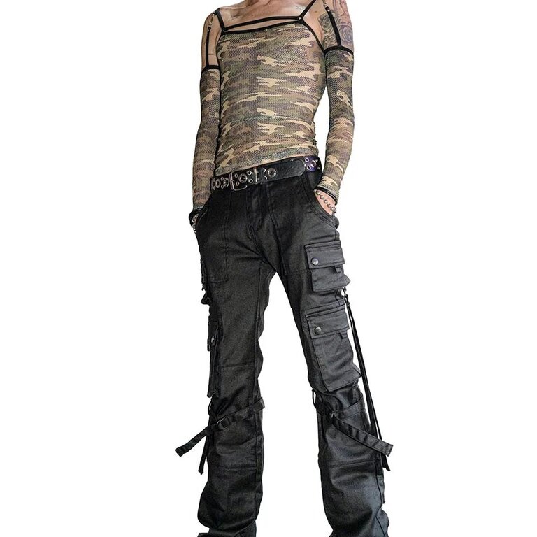 LIP SERVICE Future Division Wasted Waxed Unisex Cargo Jeans