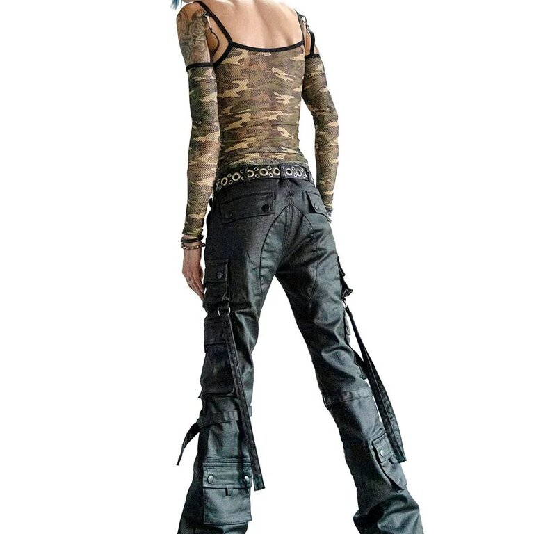 LIP SERVICE Future Division Wasted Waxed Unisex Cargo Jeans