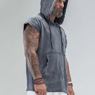 PSYLO Rhino Sleeveless Baggy Hoodie Sweatshirt