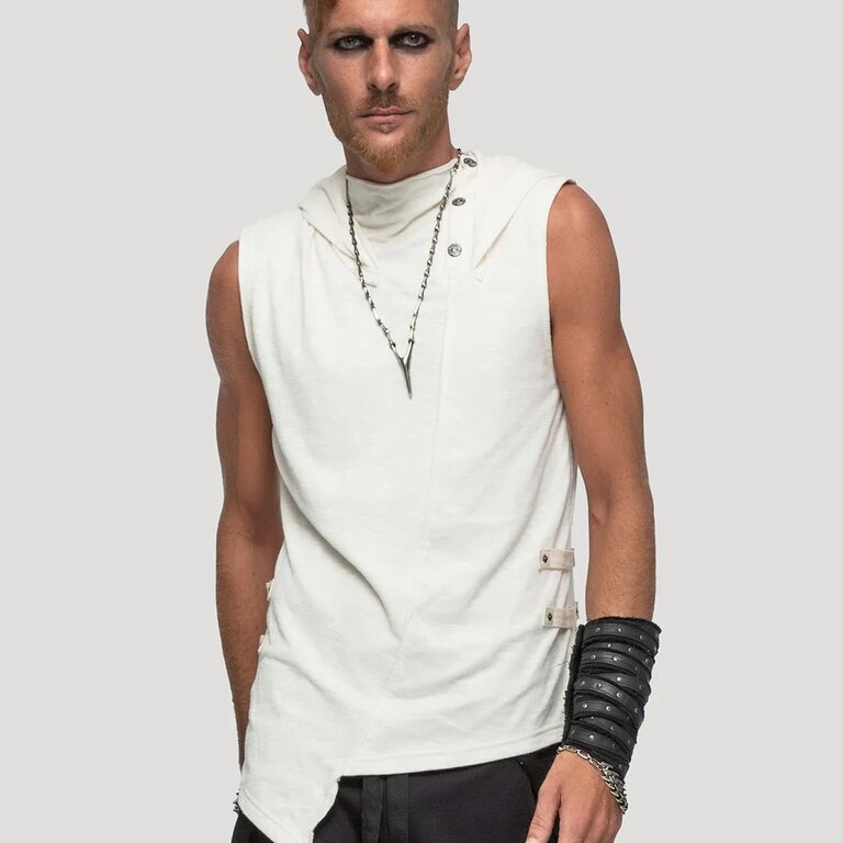 PSYLO Slashed Sleeveless Hooded Top