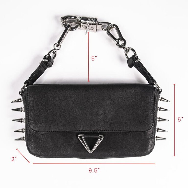 JUNGLE TRIBE Spiked Black Leather Clutch