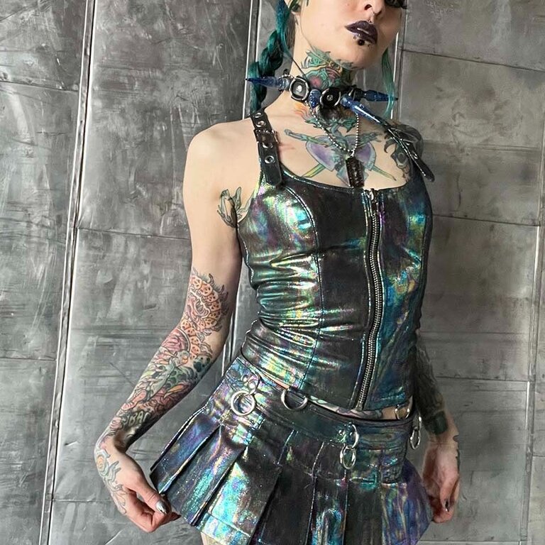 LIP SERVICE Pleated Micro Mini Bondage Skirt