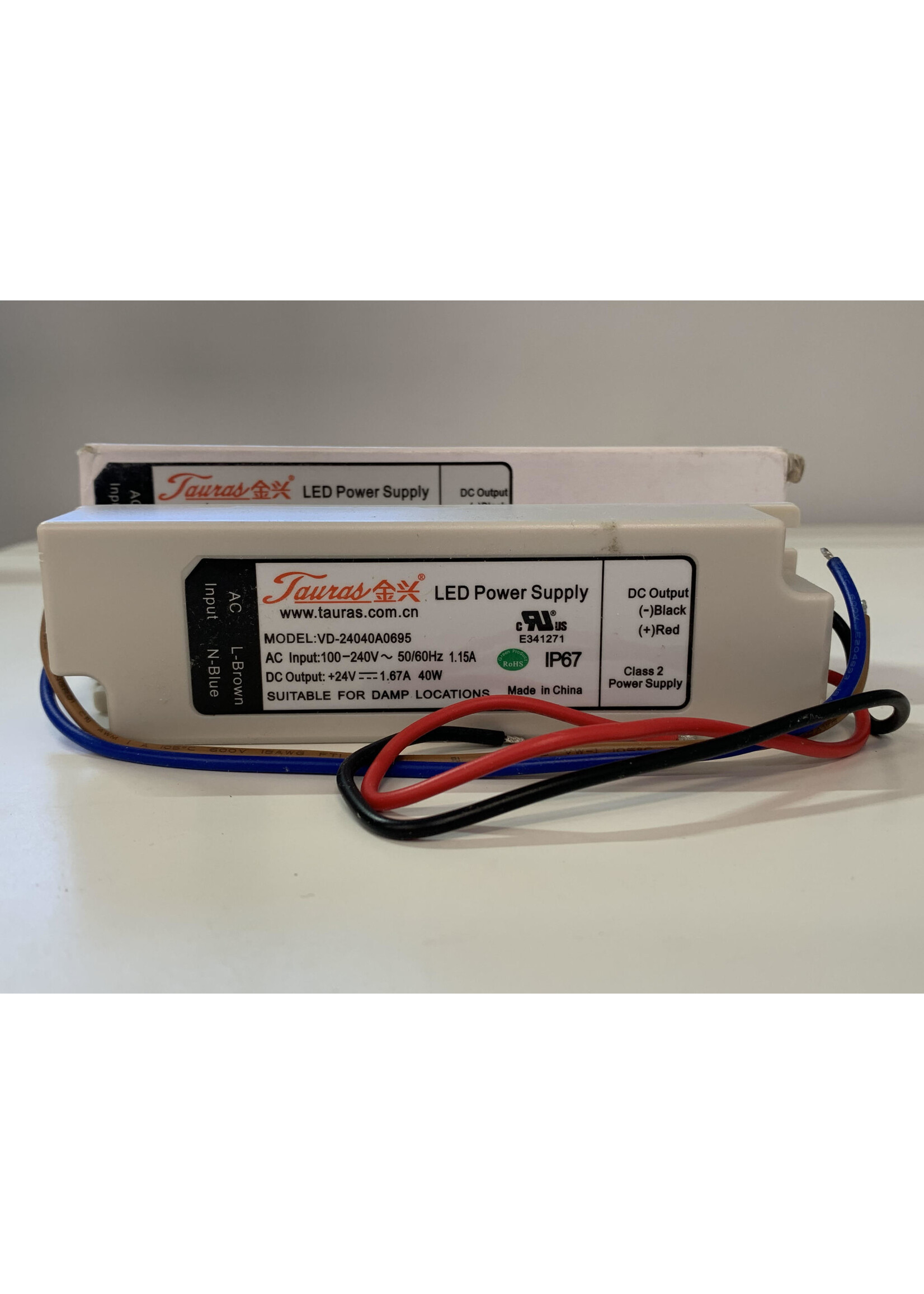 TAURAS 40W LED DRIVER 24V 1.67A MAX OUT CURRENT 100-240V (VD-24040A0695)