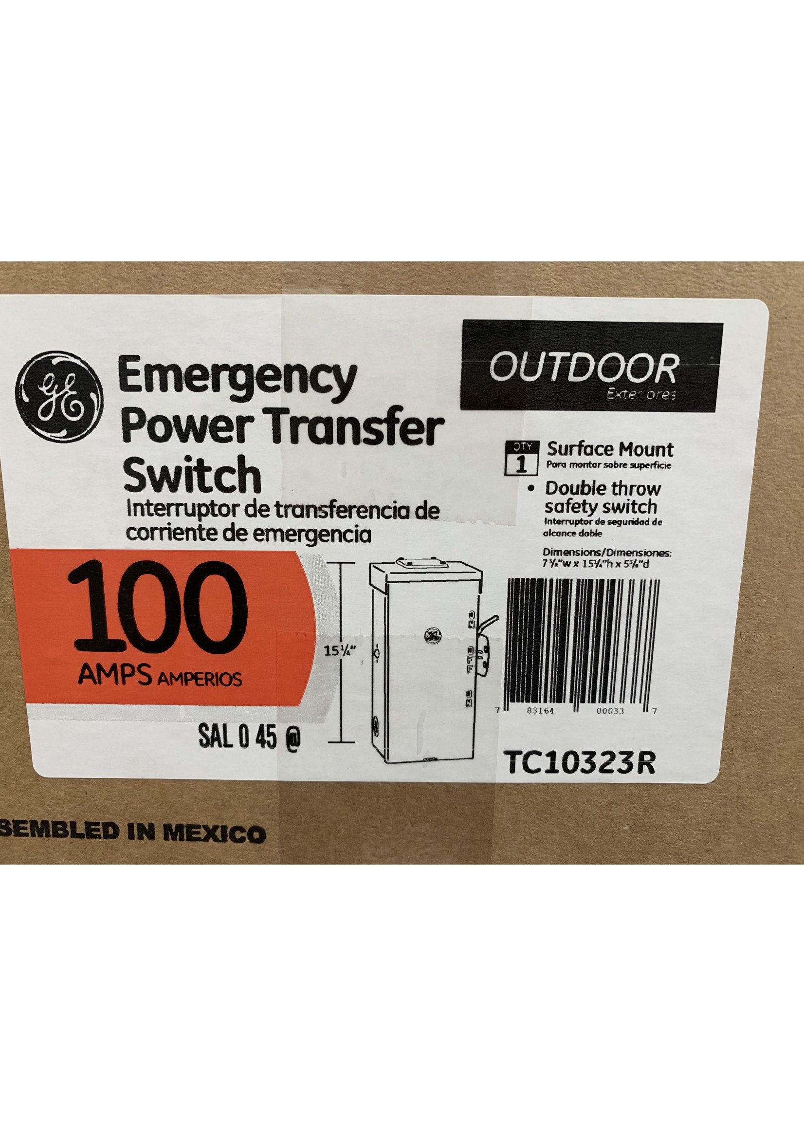 GE TRANSFER SWTICH 100A 240V RAINTIGHT (TC10323R)