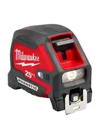 MILWAUKEE MILWAUKEE 25ft Compact Wide Blade Magnetic Tape Measure w/ Rechargeable 100L Light / 48-22-0428
