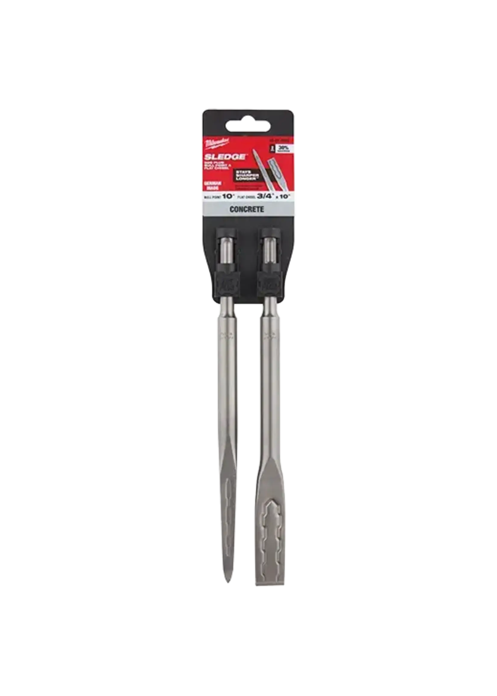 MILWAUKEE 10 in. SDS Plus Demo Bull Point Chisel and 10 in. SDS Plus Steel Flat Chisel (2-Pack) 48-62-6080