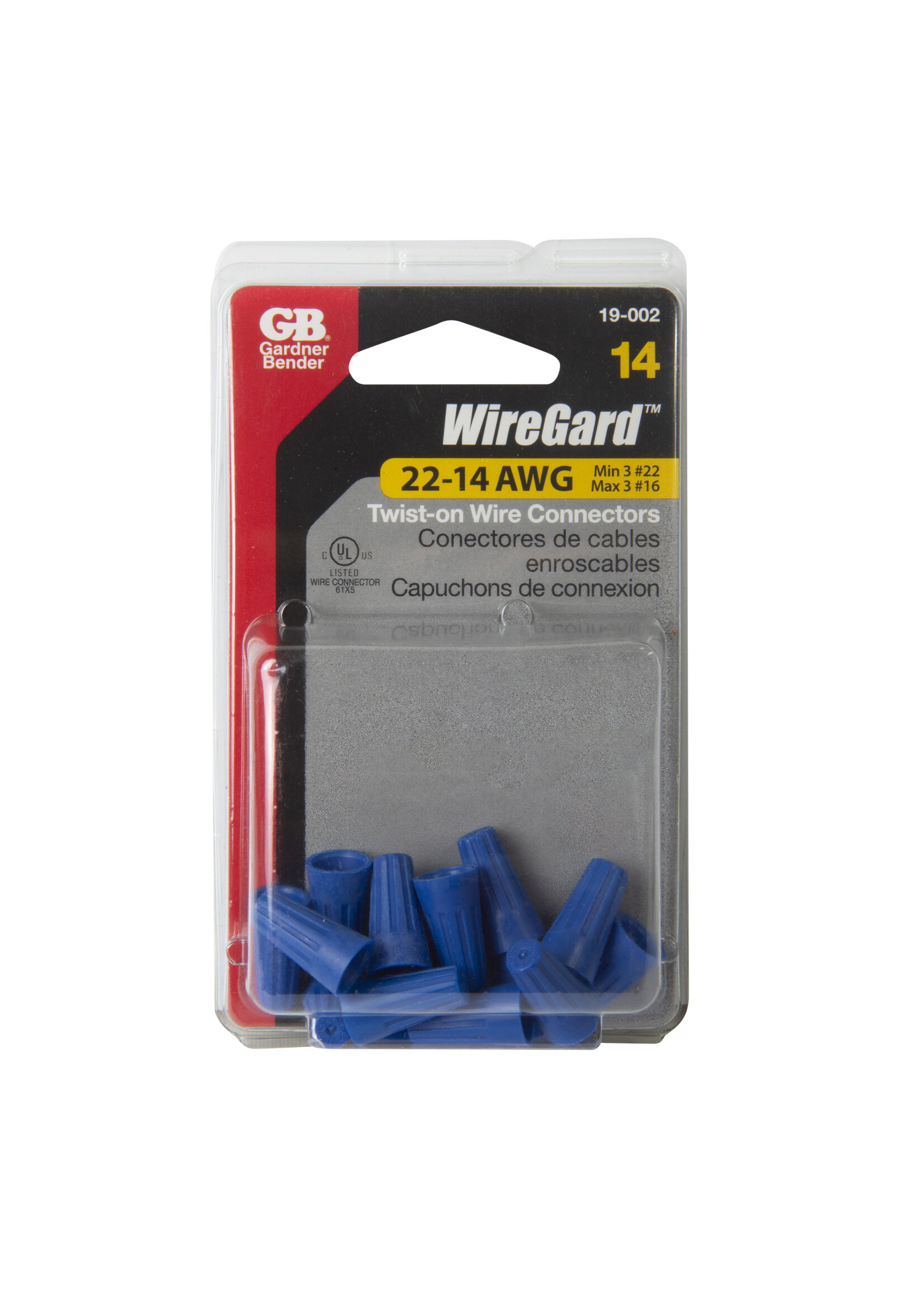 GARDNER BENDER WireGard High Performance Twist-on Wire Connector, Blue #22-#16 AWG / 14/Crd/ 19-002