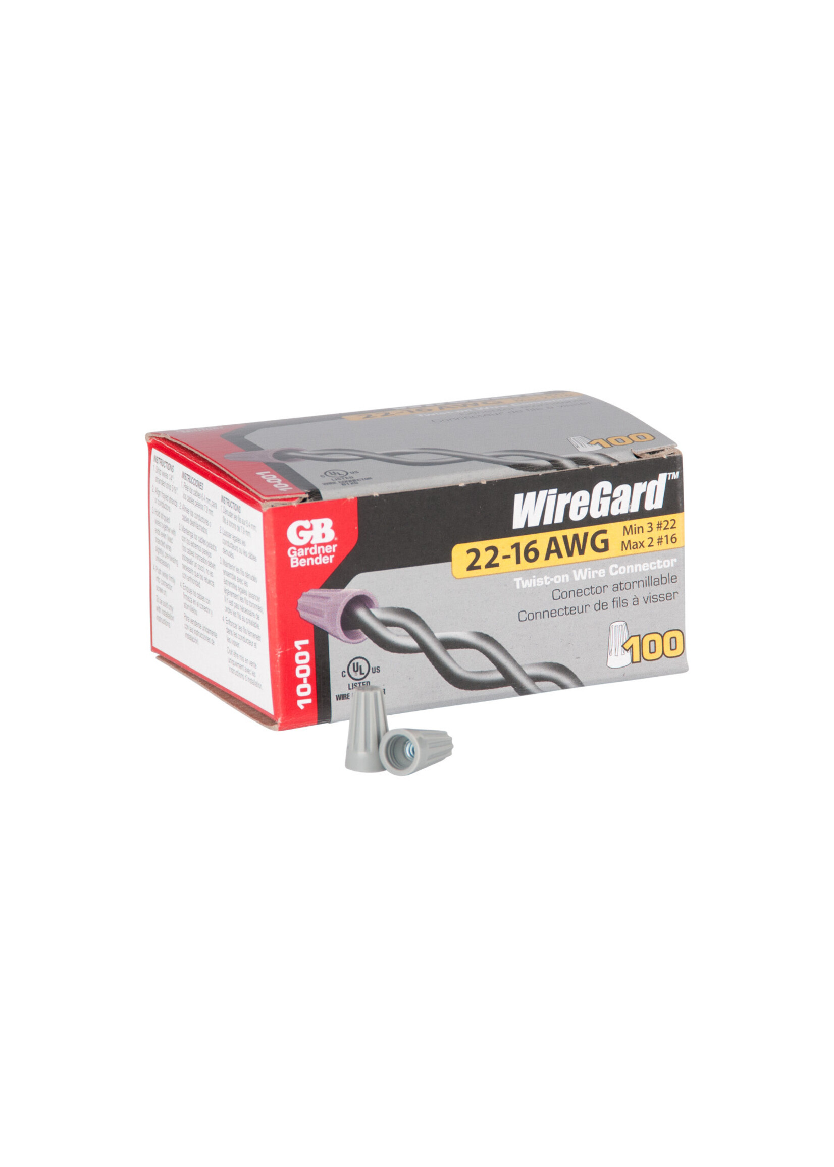 GARDNER BENDER WireGard High Performance Twist-on Wire Connector, Grey #22-#16 AWG /Ctn001/ 10-001