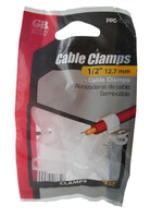 GARDNER BENDER Plastic Cable Clamp, 1/2" Dia, Smooth Edge, Fast Install, Screw or Nail Mount, Natural 12/Bag / PPC-1550