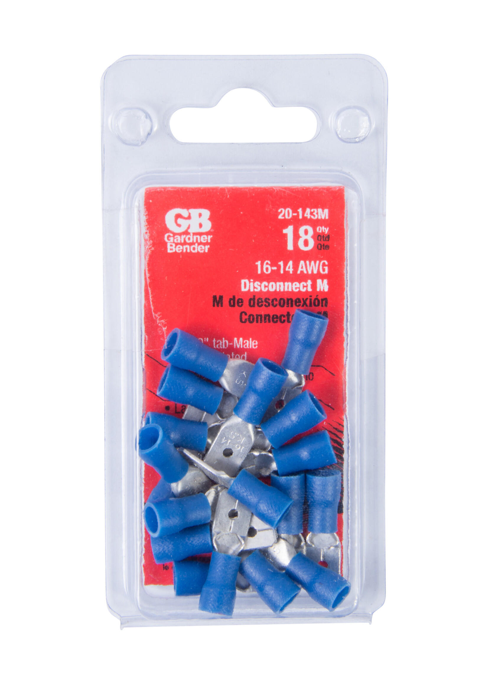GARDNER BENDER #16-#14 AWG (2 mm²) Vinyl-Insulated Disconnect (0.25" Tab) - Male / 20-143M