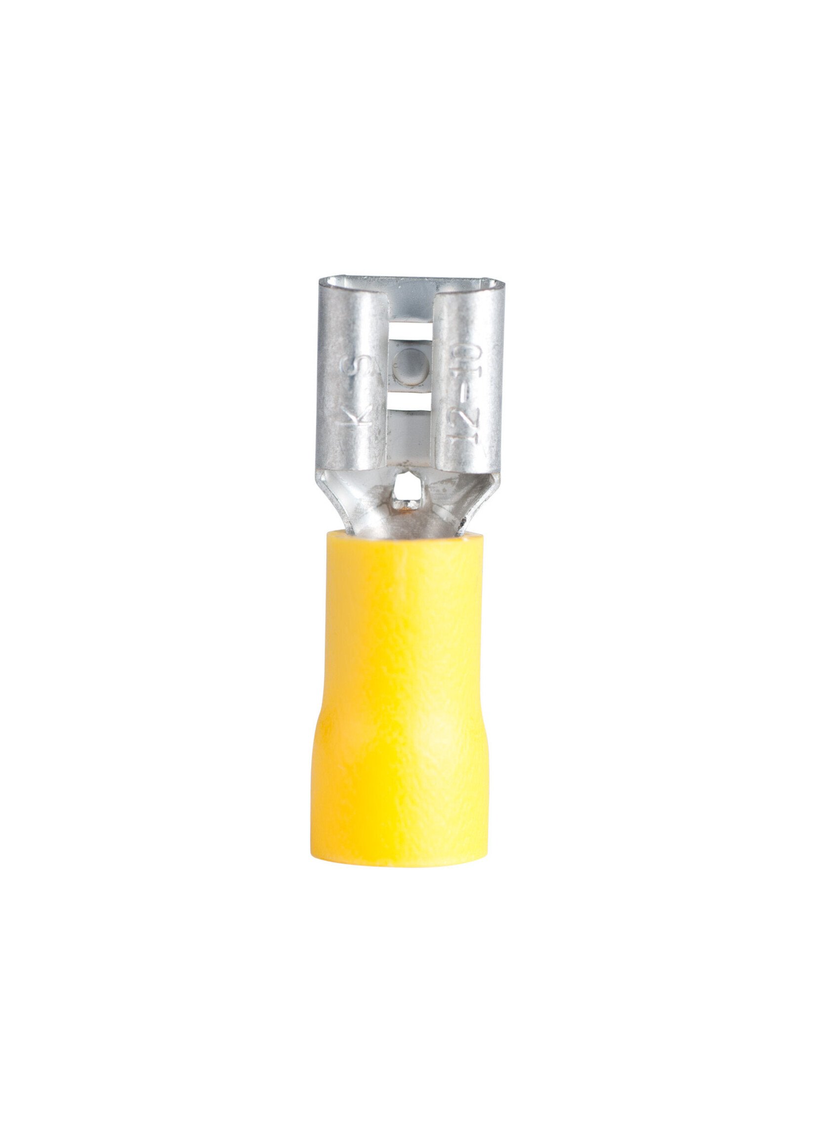 GARDNER BENDER Disconnect, Crimp Terminal, #12-#10 AWG (5 mm²), 0.25" Tab, Vinyl-Insulated - Female, Yellow, (16/Pkg) -20-145F