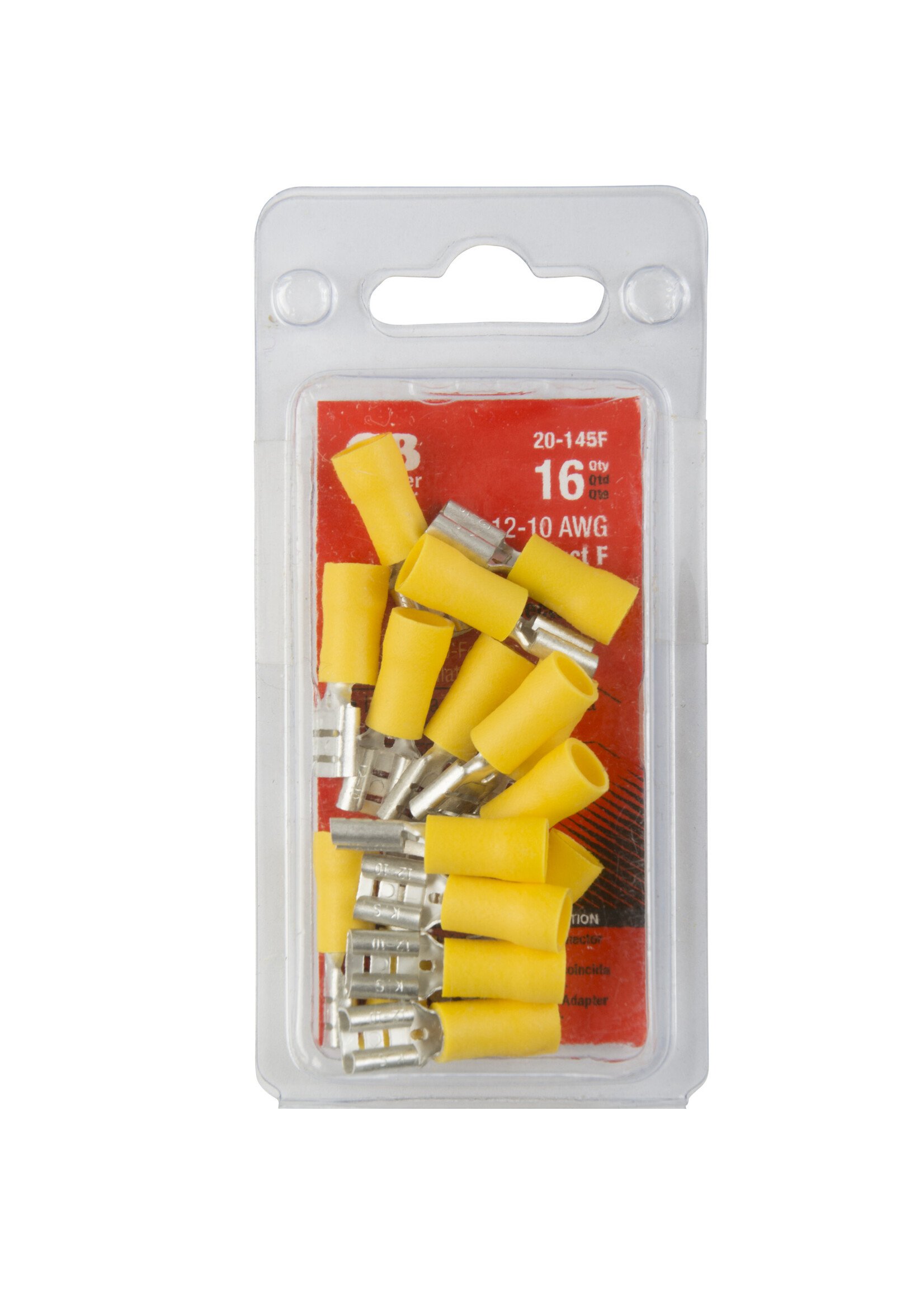 GARDNER BENDER Disconnect, Crimp Terminal, #12-#10 AWG (5 mm²), 0.25" Tab, Vinyl-Insulated - Female, Yellow, (16/Pkg) -20-145F