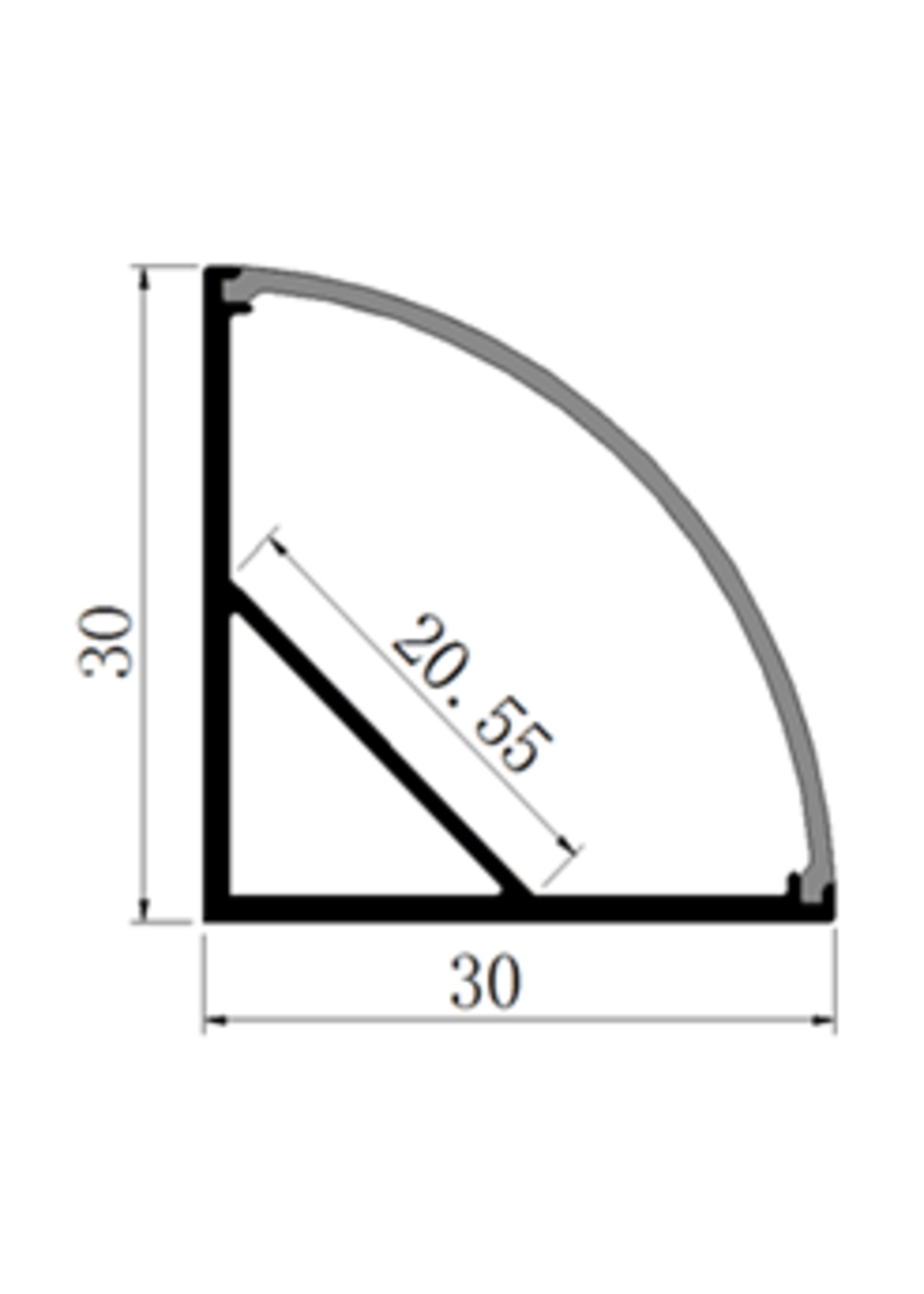 LUMBRA LBA-3030-R 1 METER ALUMINUM CHANNEL