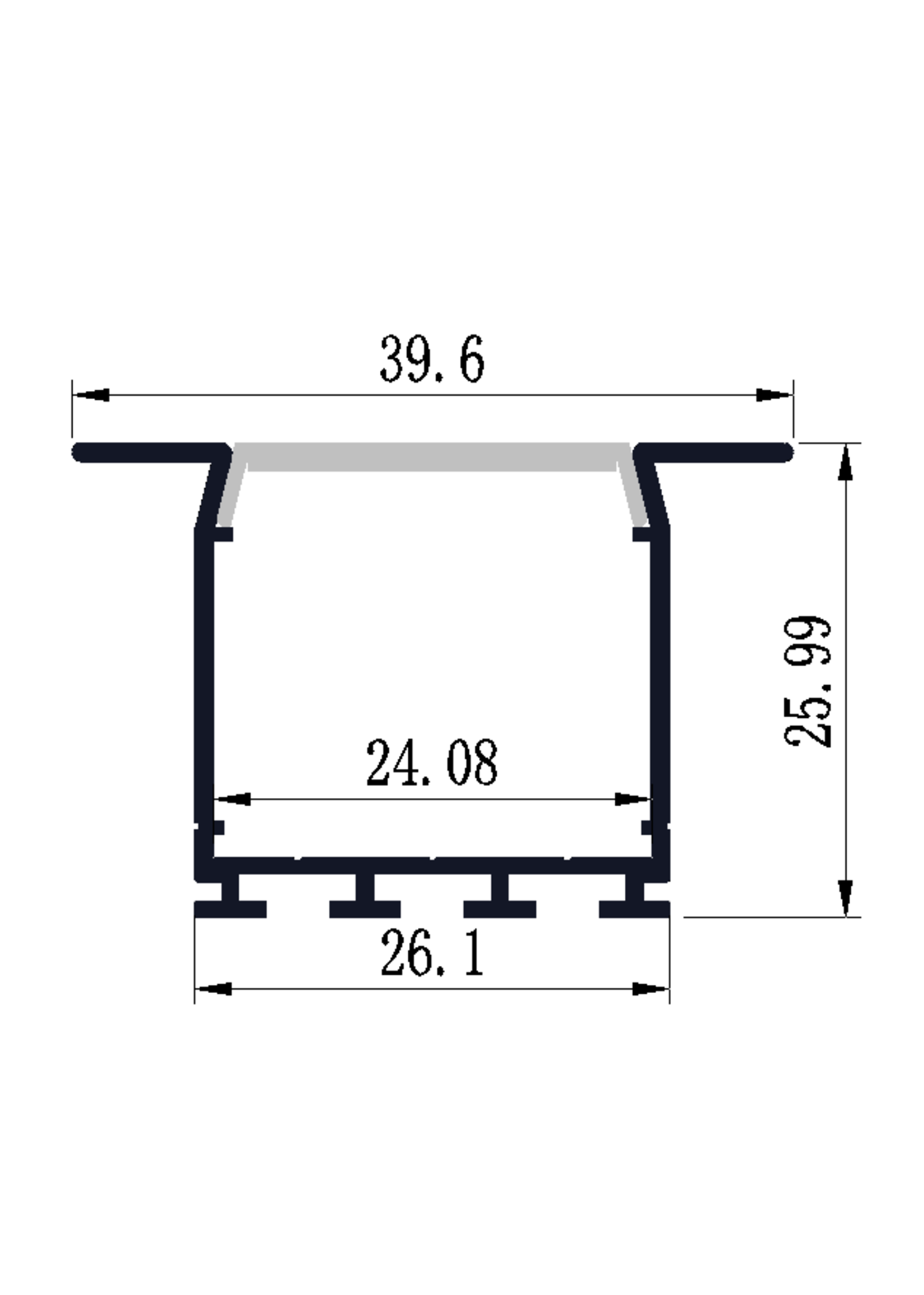 LUMBRA LBA-2404 ALUMINUM CHANNEL 2MT WITH PC COVERS AND 2 SPRING