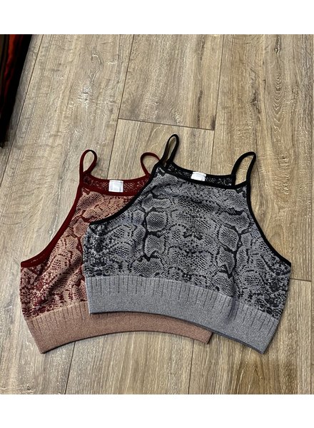 NikiBiki Snake Skin Halter Crop Top