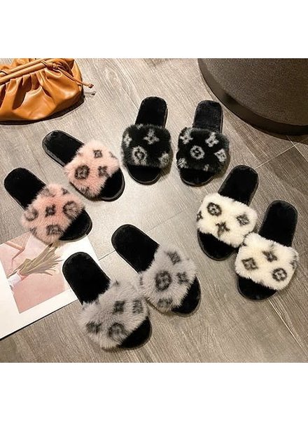 Melody Monogram Fluffy Slippers