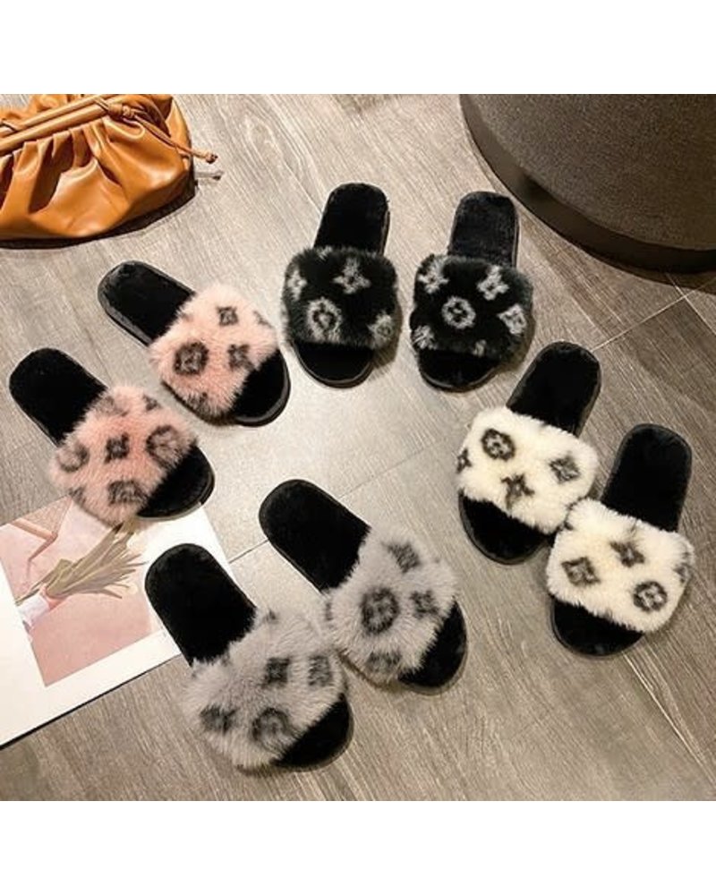 Melody Monogram Fluffy Slippers