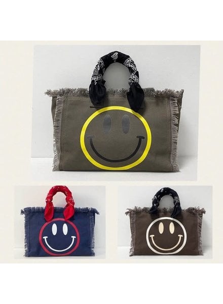 Peace Love Fashion Smiley Fringe Tote