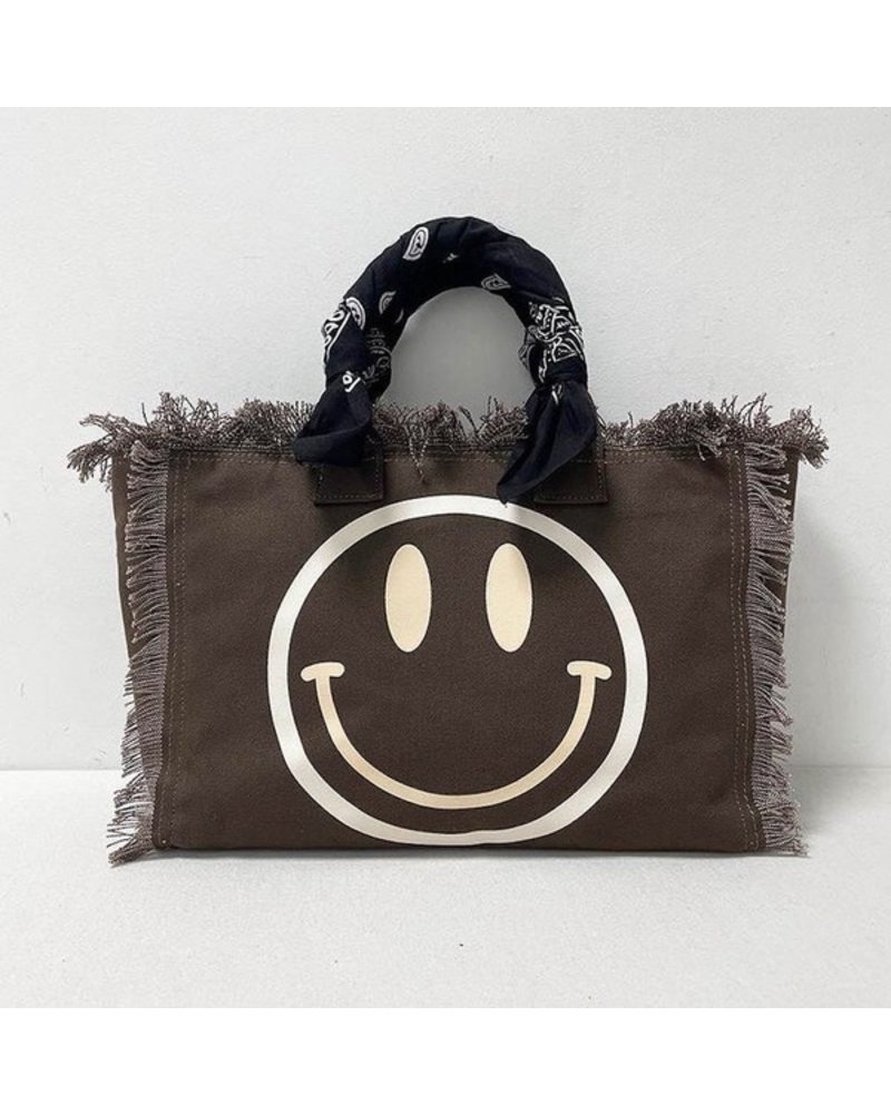 Peace Love Fashion Smiley Fringe Tote