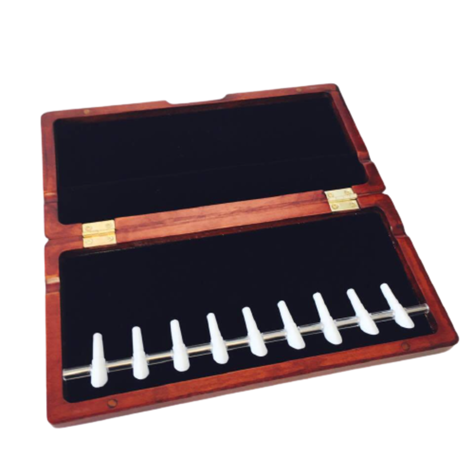 Bassoon reed case, wood, holds 9 (peg-style)