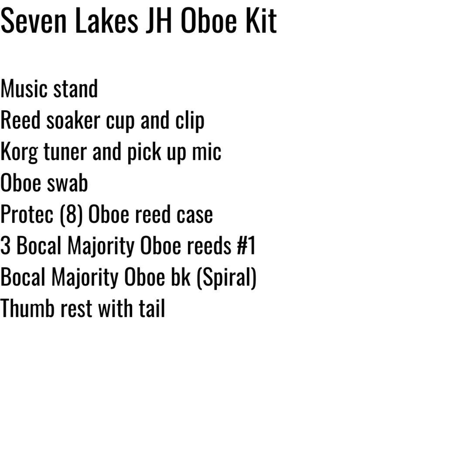 Bocal Majority Katy ISD Oboe