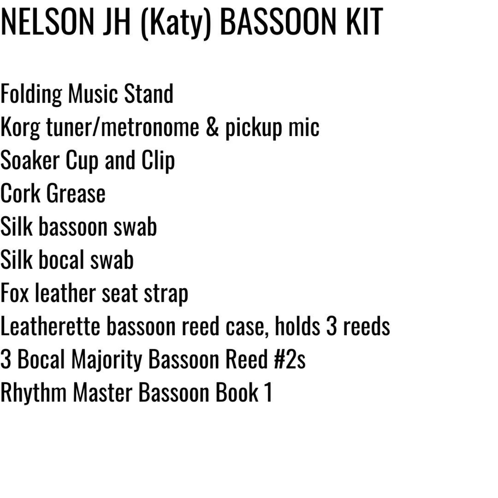 Bocal Majority Katy ISD Bassoon