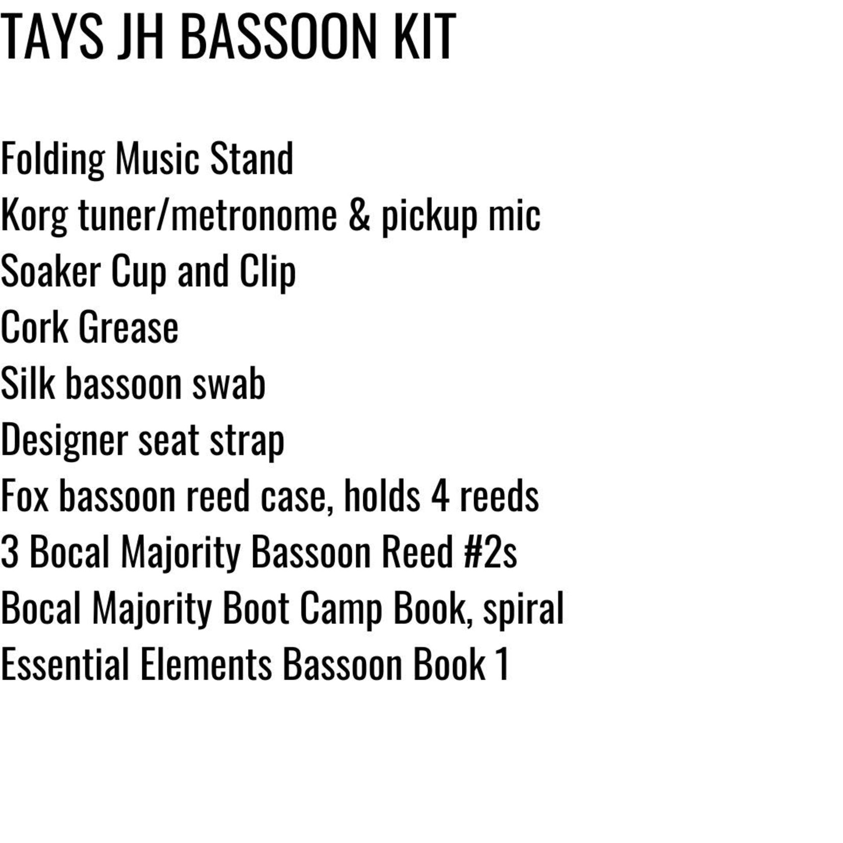 Bocal Majority Katy ISD Bassoon