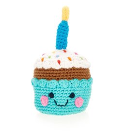 Pebble Friendly Cupcake Rattle with Candle Blue