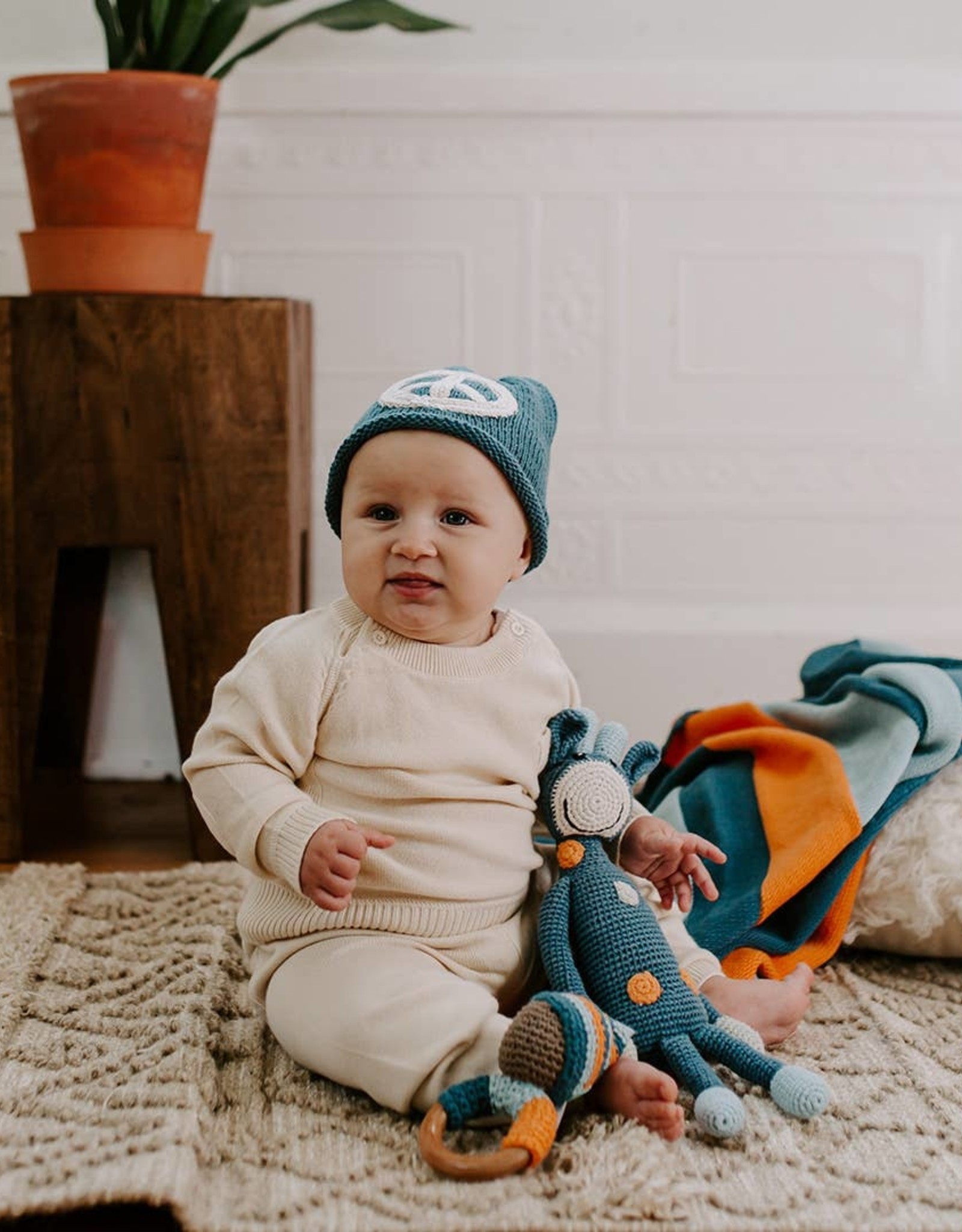 Pebble Peace Hat Blue Small (0-6 months)