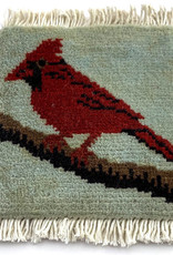 Bunyaad Pakistan Cardinal on Branch Mug Rug Blue
