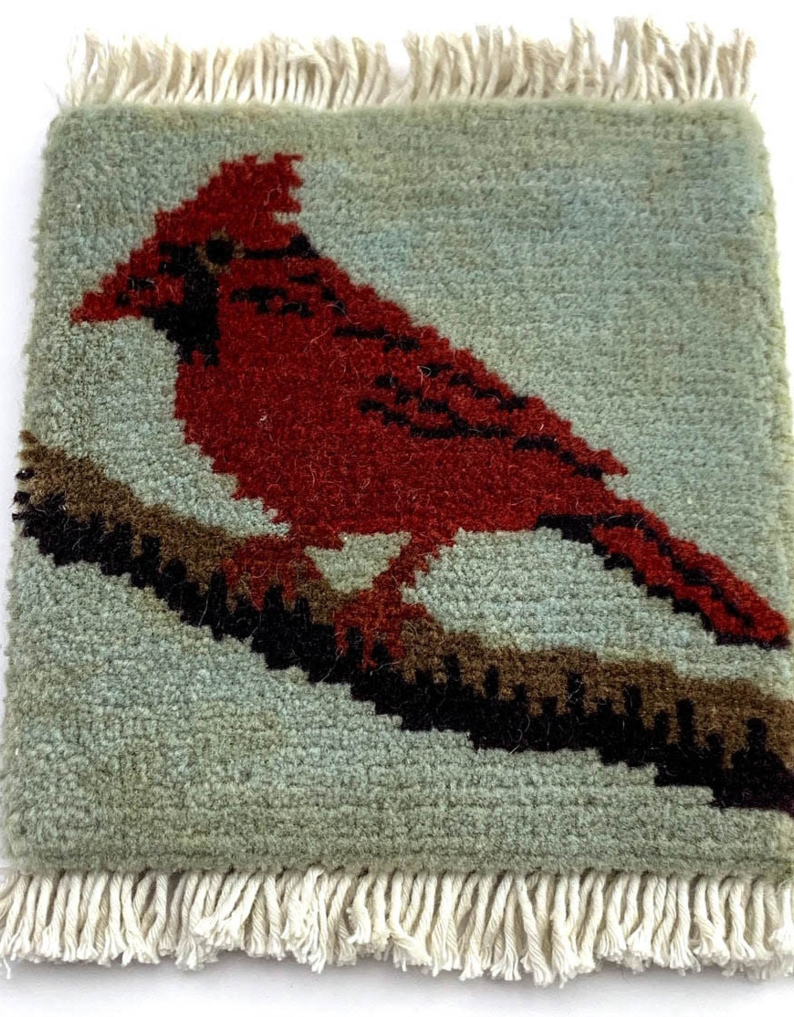 Bunyaad Pakistan Cardinal on Branch Mug Rug Blue